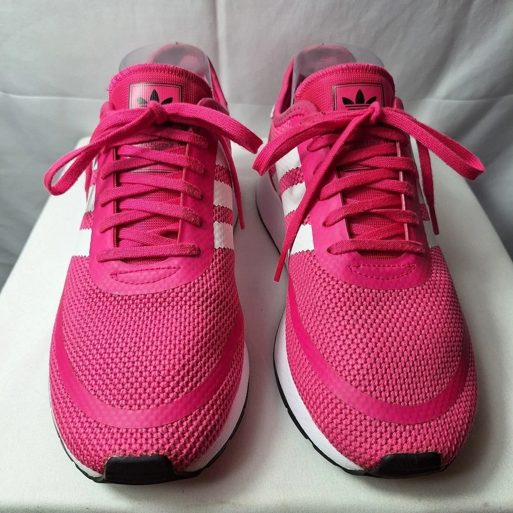 ADIDAS Iniki Runner Sneaker Womens Sz 6.5 Barbie Pink White Signature Stripe GUC